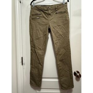 J. Crew Toothpick Ankle Pants 29 Olive Green Zipper Moto Skinny 04901 Womens